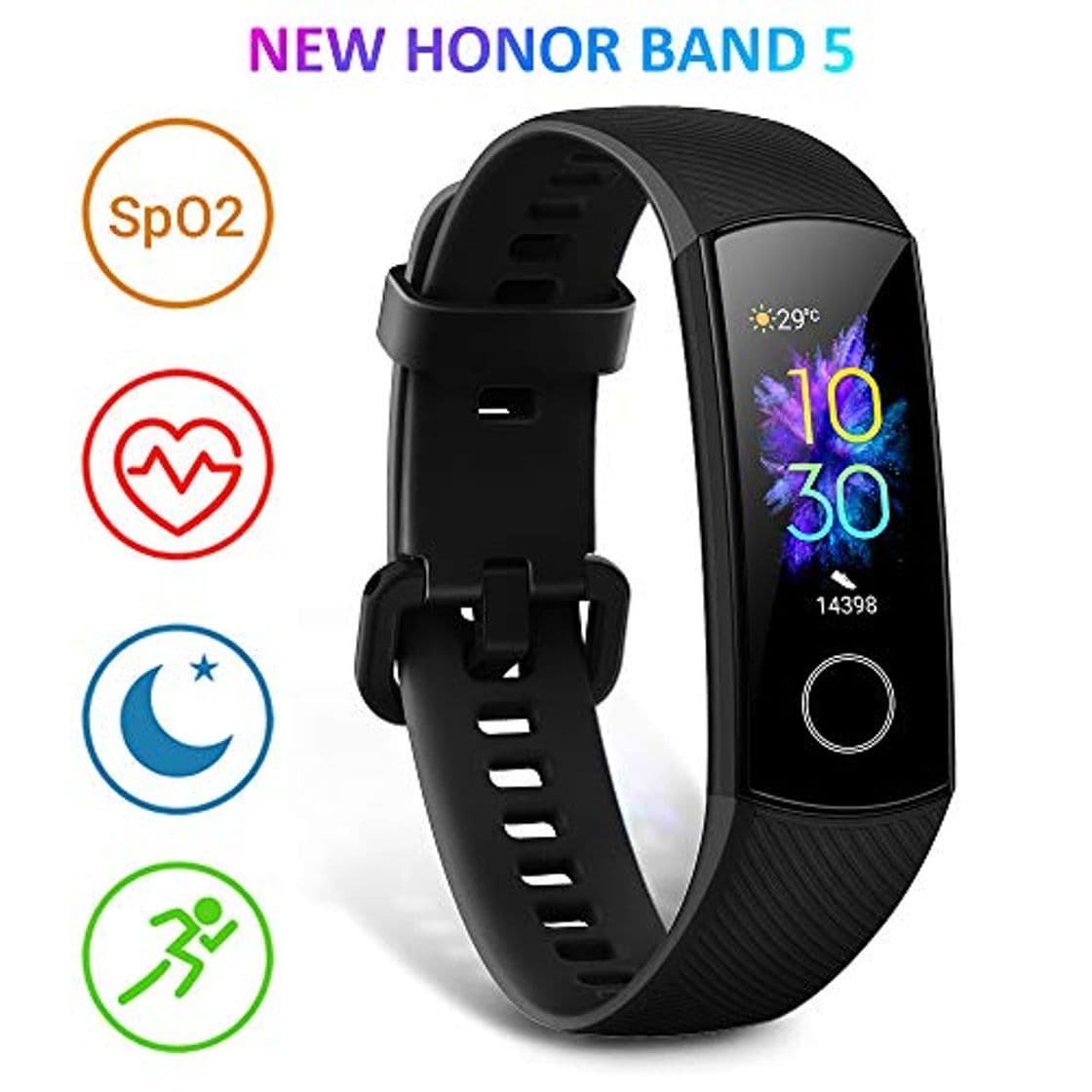 Product HONOR Band 5 smartwatch,Pulsera de Actividad Inteligente Reloj Impermeable IP68 con Pulsómetro,Monitor