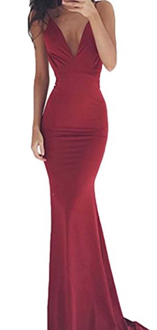 Moda Vestidos Mujer Vestidos De Fiesta Largos De Noche Elegantes Sin Mangas V Cuello Espalda Descubierta Slim Fit Moda Vestido Largo Fiesta Coctel