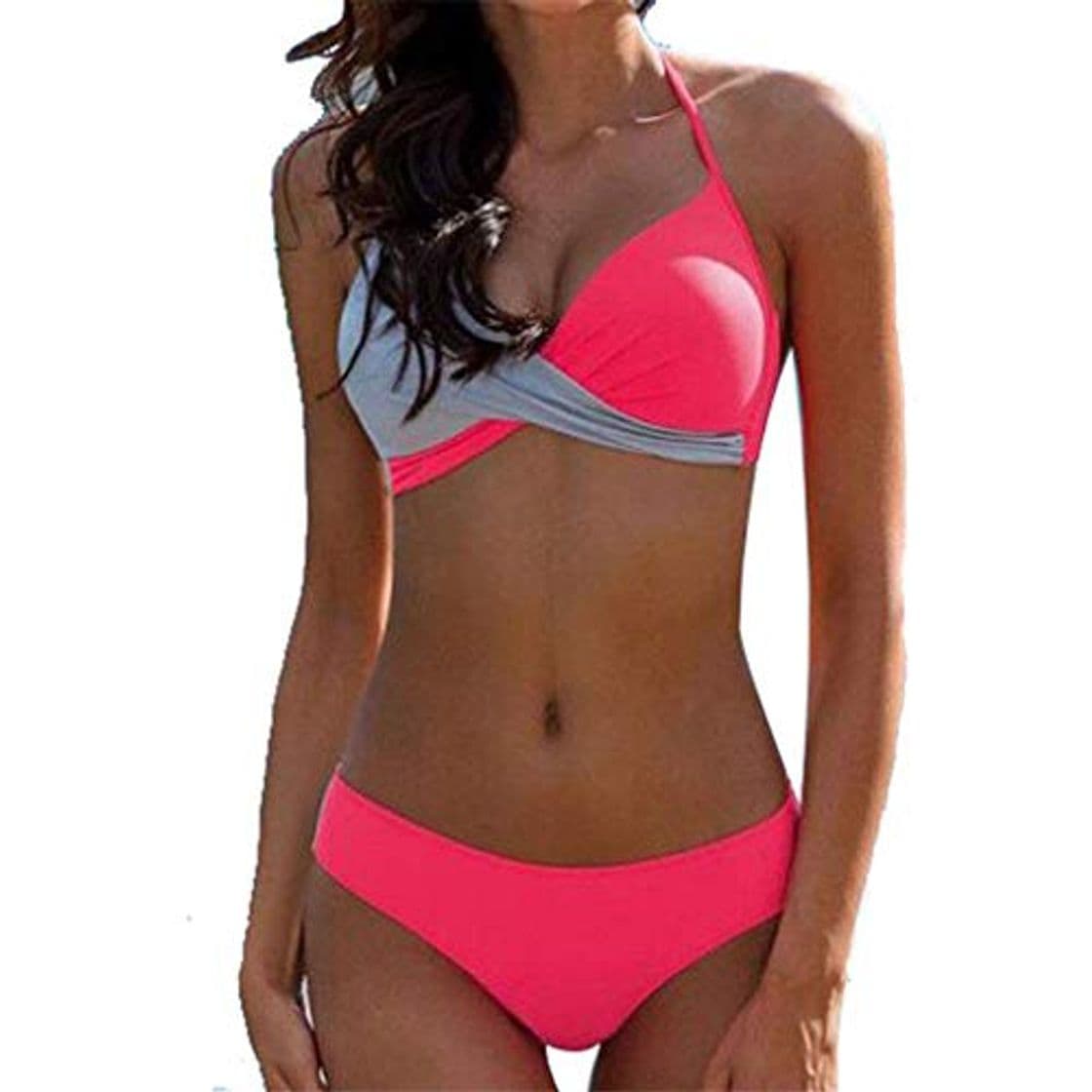 Fashion Yutdeng 2020 Mujer Traje de Baño Conjunto Sexy Push Up con Relleno Halter Bikini Bañador Elegante Cross Bicolor Brasileños Tanga Ropa de Playa