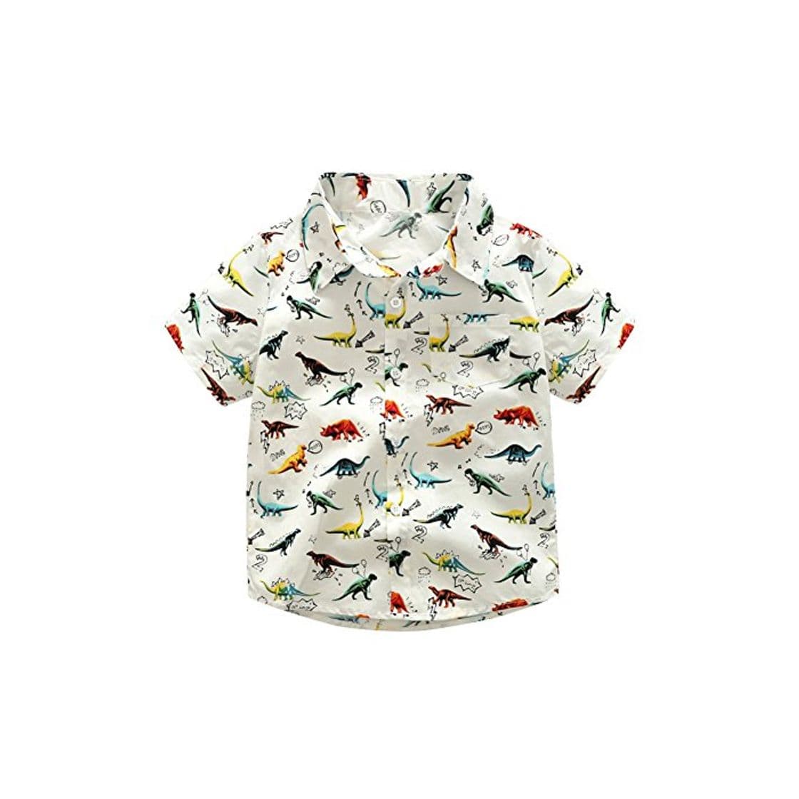 Fashion BOBORA Camisa Polo con Estampado de Dinosaurio de Manga Corta de Verano