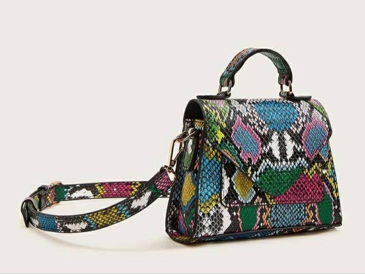 Fashion Bolsa Cartera Con Solapa Con Estampado De Piel De Serpiente
