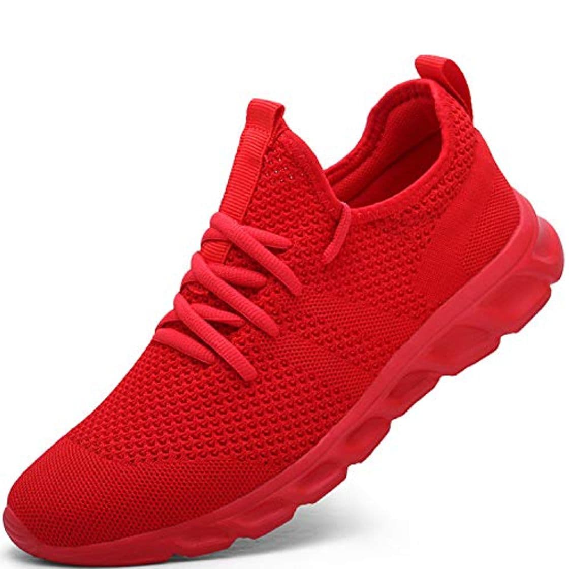 Moda Zapatillas de Running para Hombre Casual Tenis Asfalto Zapatos Deporte Fitness Gym Correr Gimnasio Deportives Transpirables Seguridad Atlético Trekking Bambas Plataform Sneakers Rojo 41 EU