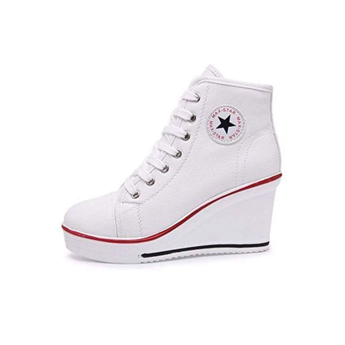 Fashion Mujer Cuñas Zapatos 35-43 EU De Lona High-Top Zapatos Casuales Talla Grande