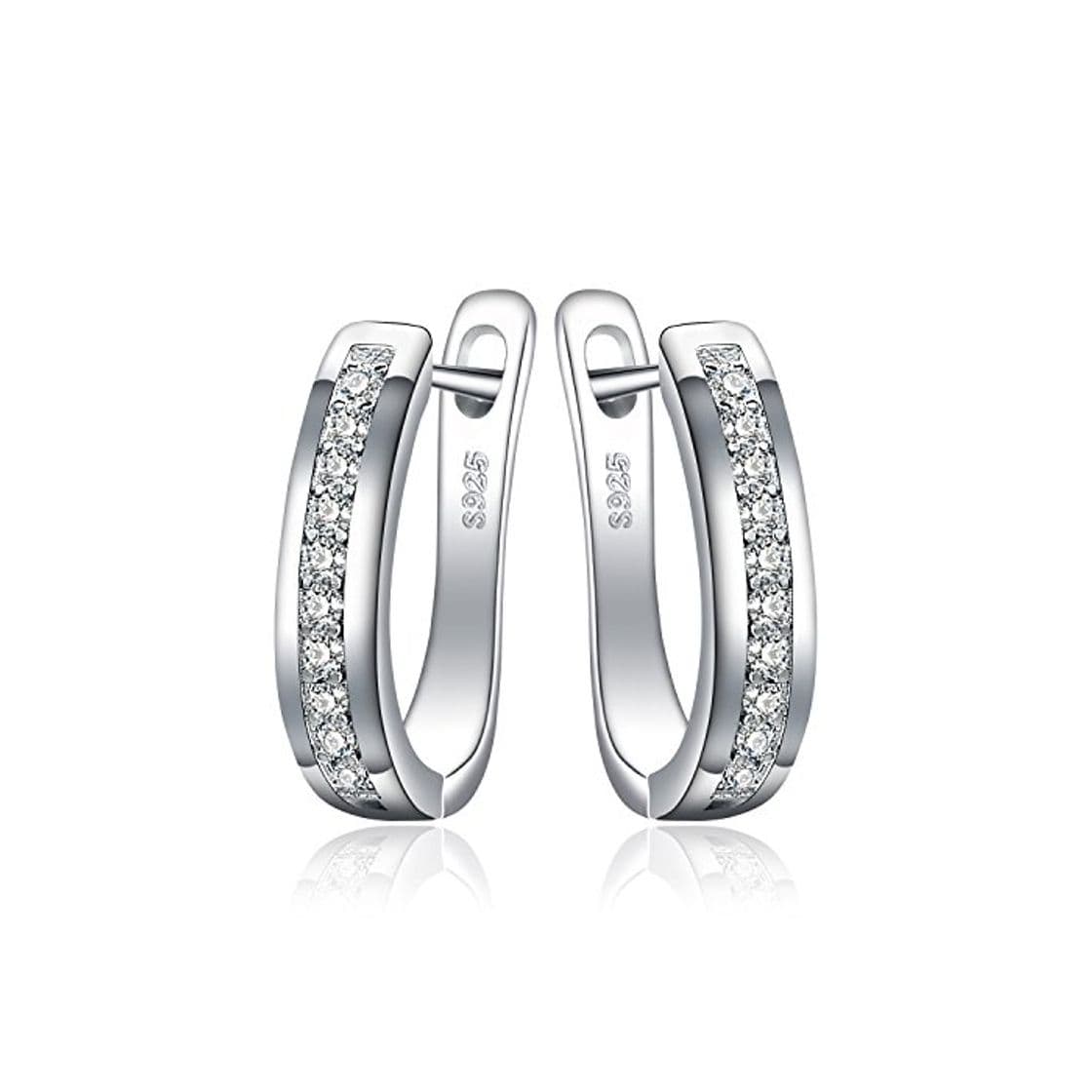 Product JewelryPalace Pendientes de Aro Eternidad Zirconia Cúbica Boda Huggie Con Canal Conjunto Plata de ley 925