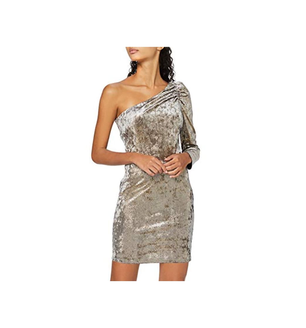 Product Marca Amazon - find. Vestido con un Hombro al Aire de Terciopelo