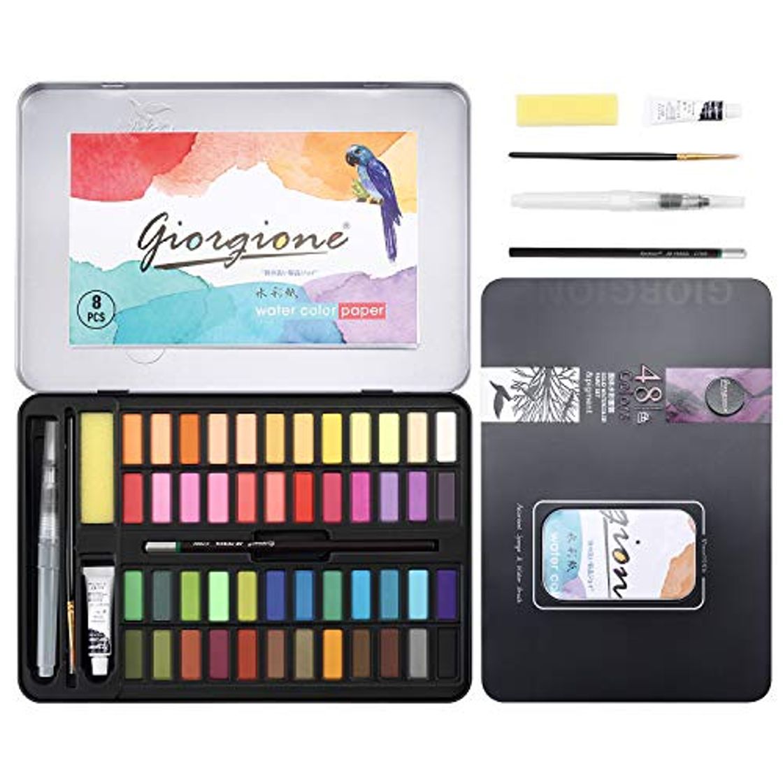 Producto DazSpirit 48 Colores Caja Acuarelas Profesionales & Papel de Acuarela. Versátil