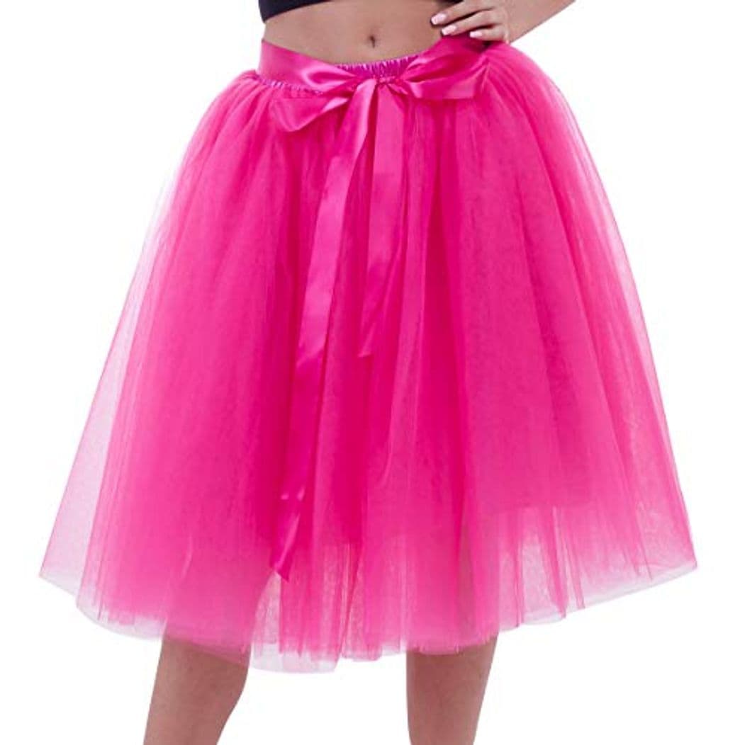 Moda Faldas de Tul Falda Tutu Mujer Falda Tul Midi 7 Capas Disfraz Fiesta Tutú para Bodas Disfraces con Tutu Ballet Volantes Adulto Enaguas para Vestidos Tutus Bailarina Pollera de Tul Capas Enagua Rosa