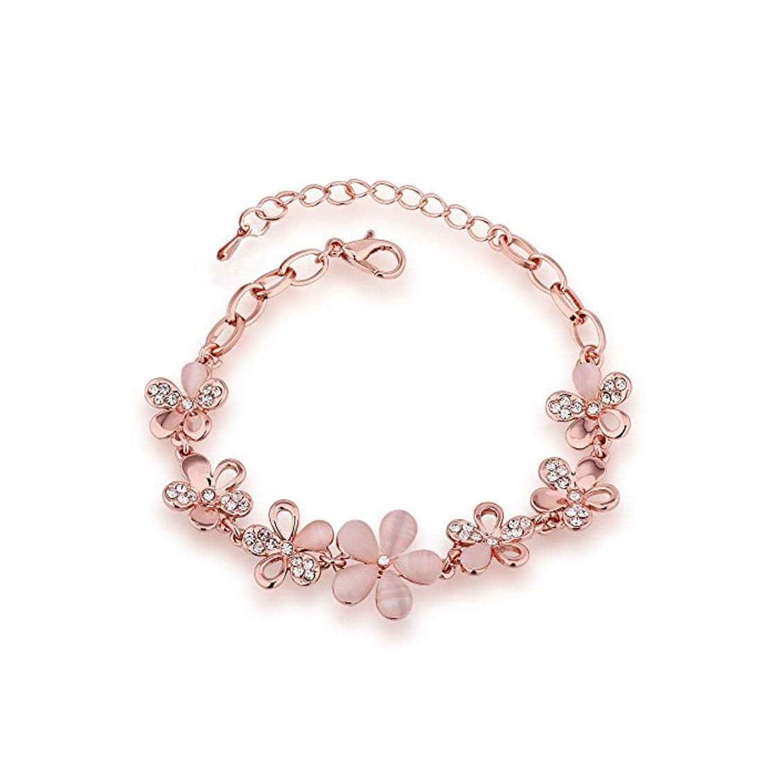 Product QueenDer Opal Siete Rose Flor Pulsera de Joyería Damas Mujeres Niñas Rosa Regalo Rose Gold Color