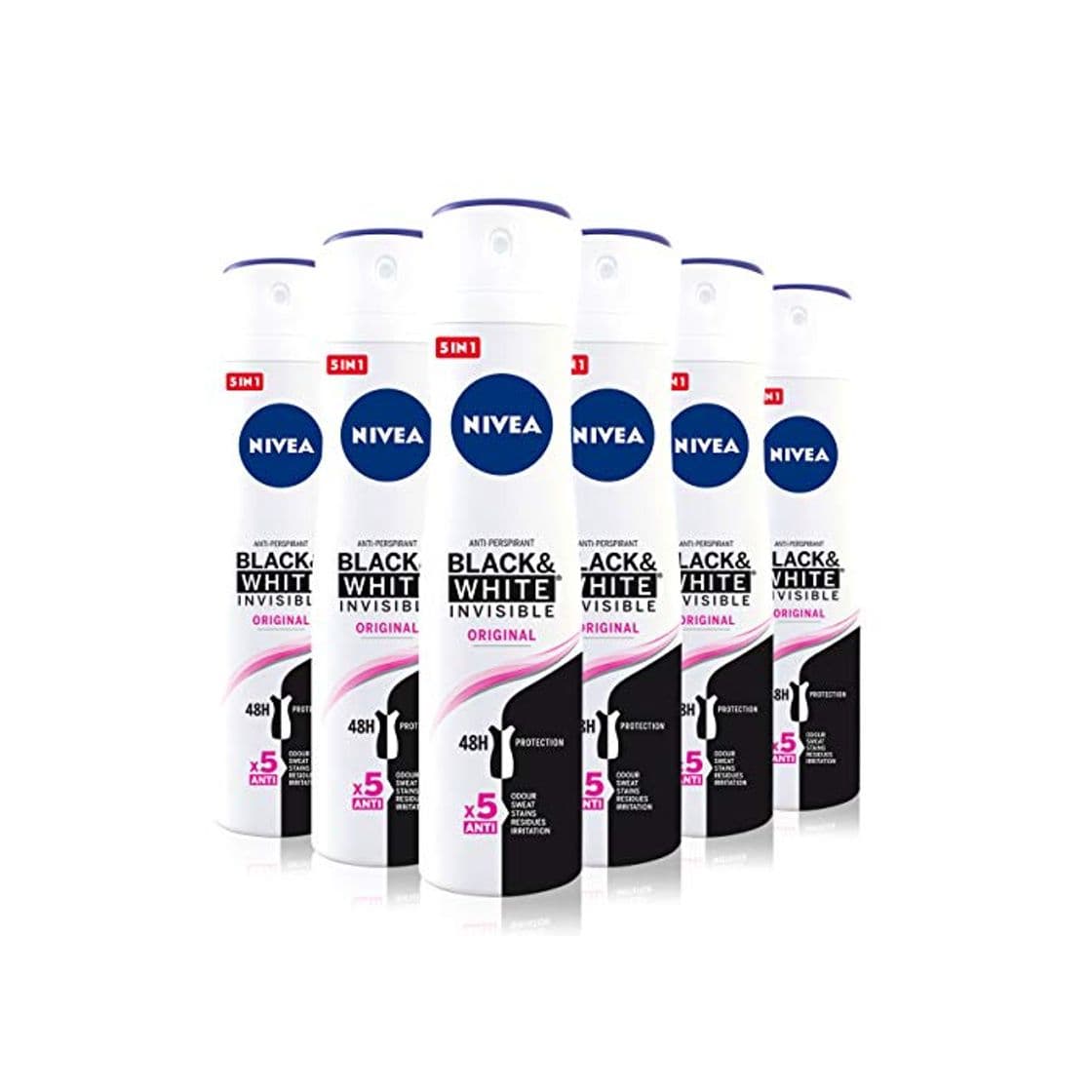 Belleza NIVEA Black & White Invisible Original Spray en pack de 6