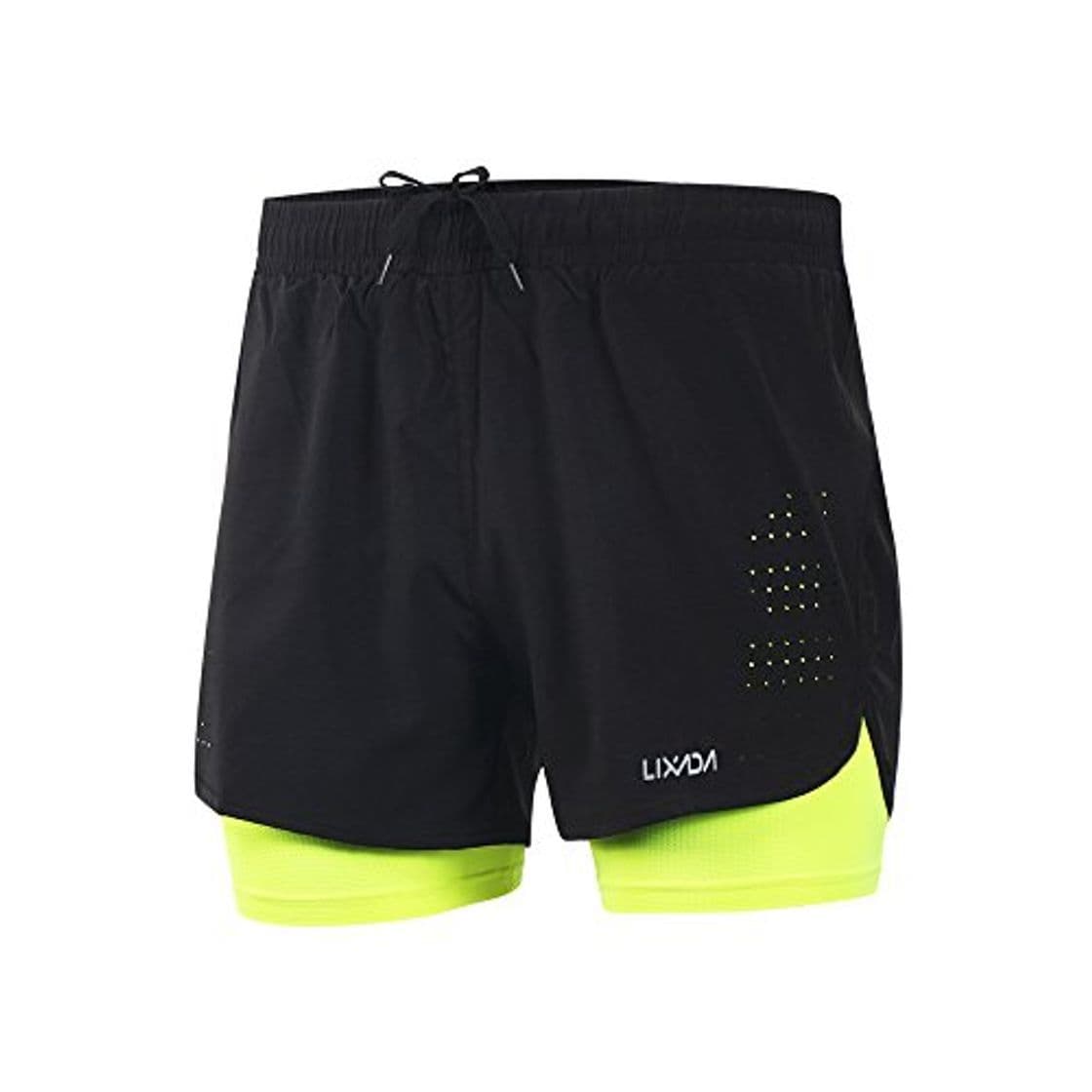 Product Lixada Hombres Pantalónes Cortos de Running 2-en-1, Pantalones Cortos de Atletismo, Pantalones