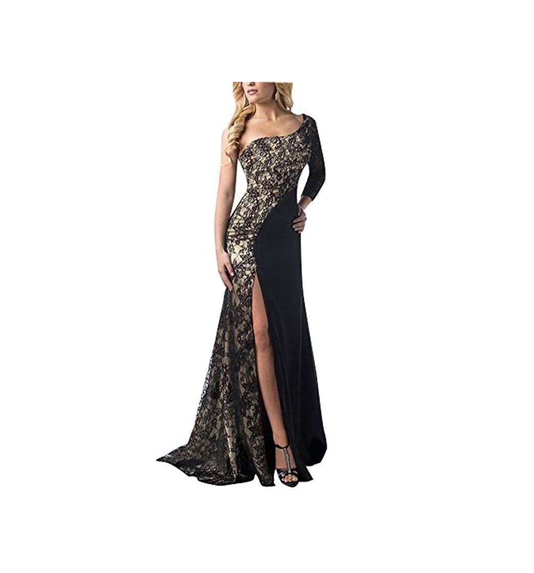 Producto DianShao Mujer Vestidos De Noche Fiesta Elegante Largos Fiesta para Bodas Un Hombro Negro S