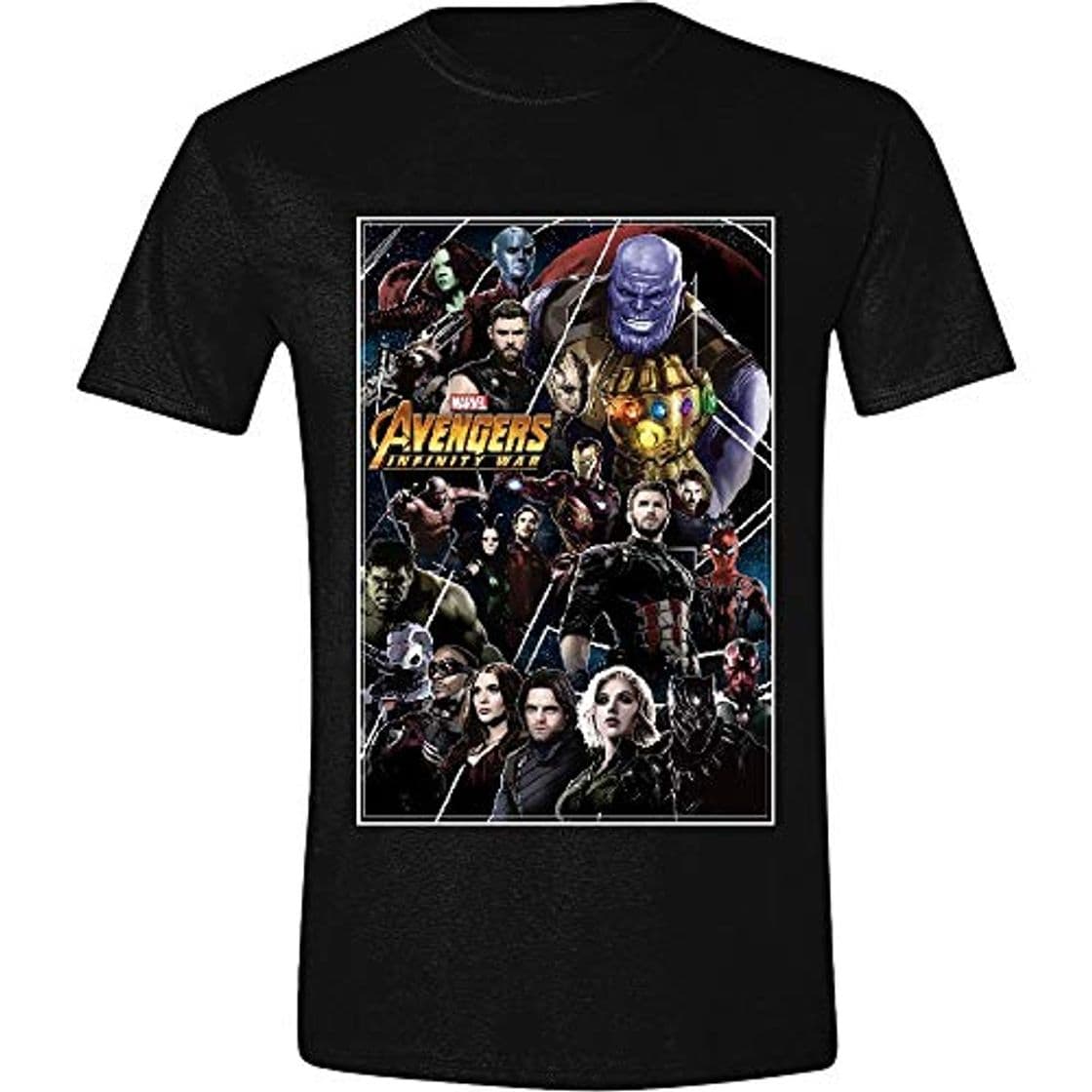 Fashion Marvel Camiseta Avengers para Hombre Infinity War Poster Collage Cotton Black