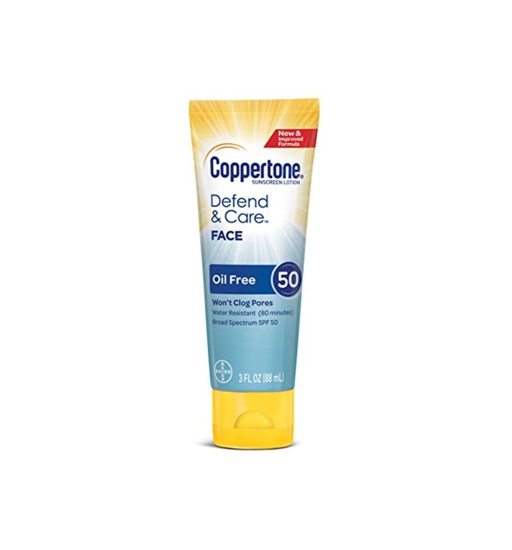 Product Coppertone Defend & Care Loción facial sin aceite para protección solar de