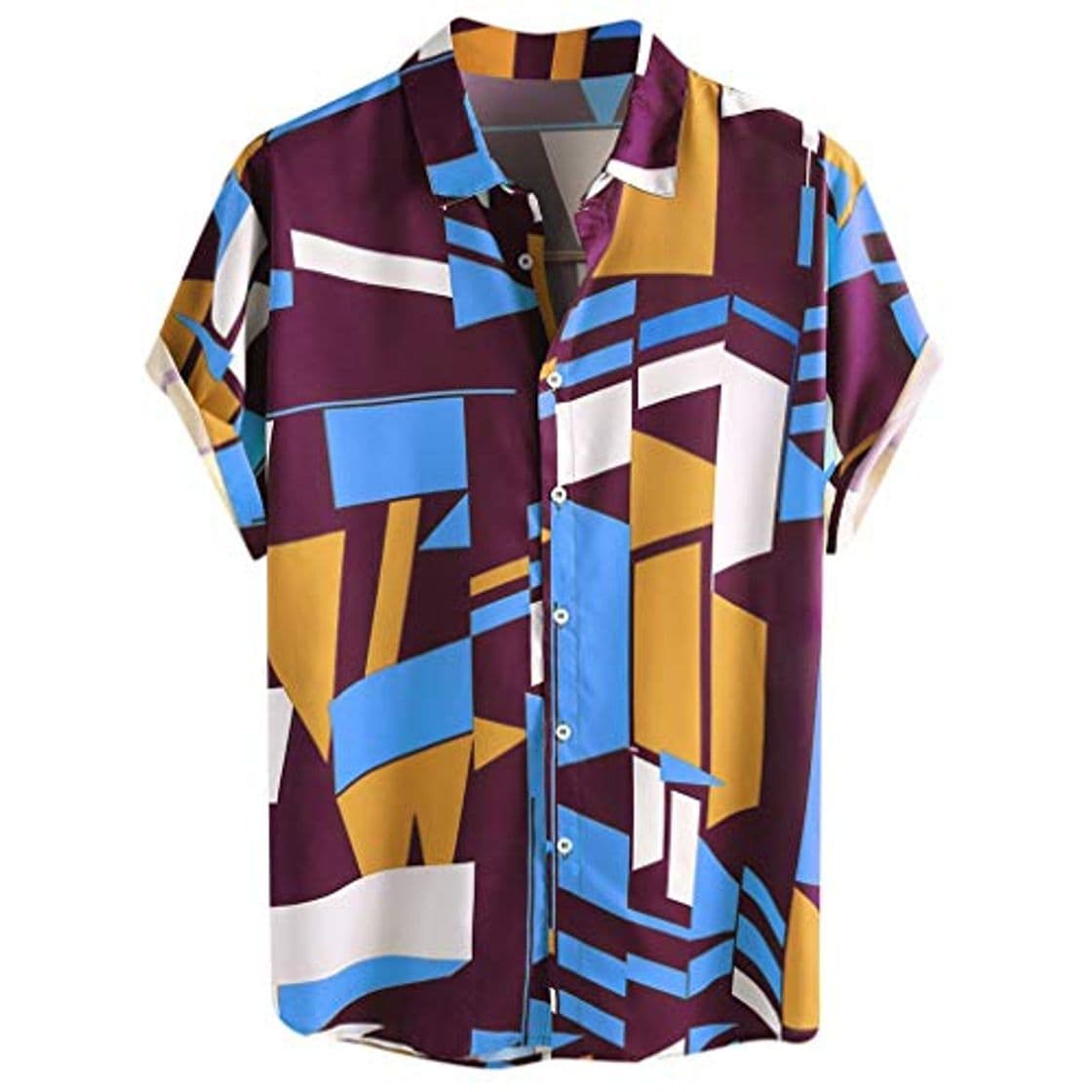 Moda LUNULE VENMO Funky Camisa Hawaiana Señores Manga Corta Bolsillo Delantero Impresión de Hawaii Playa Camisas Hombre Verano Camiseta Fruta Floral Estampado Tops