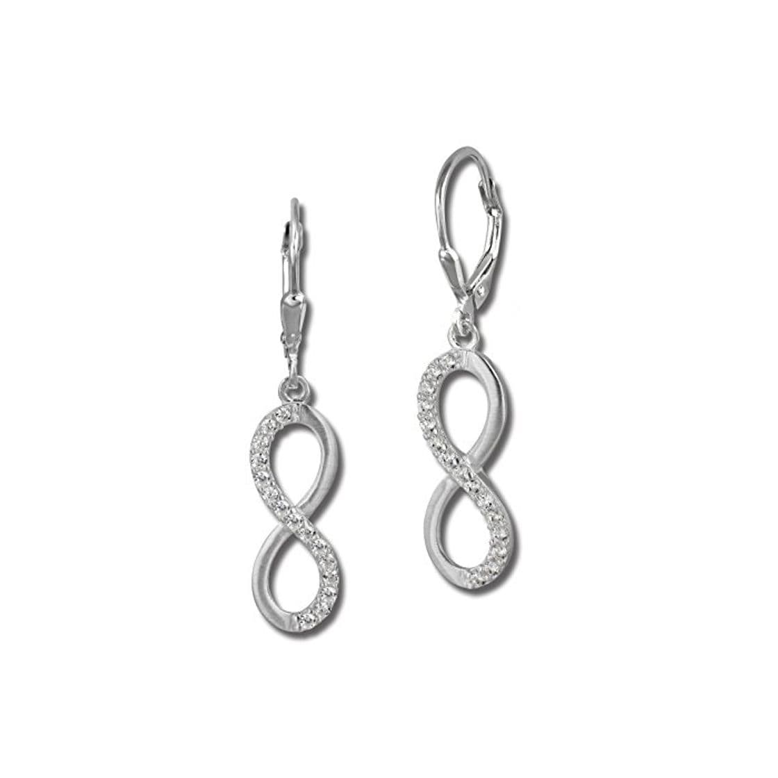 Fashion El infinito SilberDream pendientes blancos de plata de ley 925 pendientes para mujer SDO357M