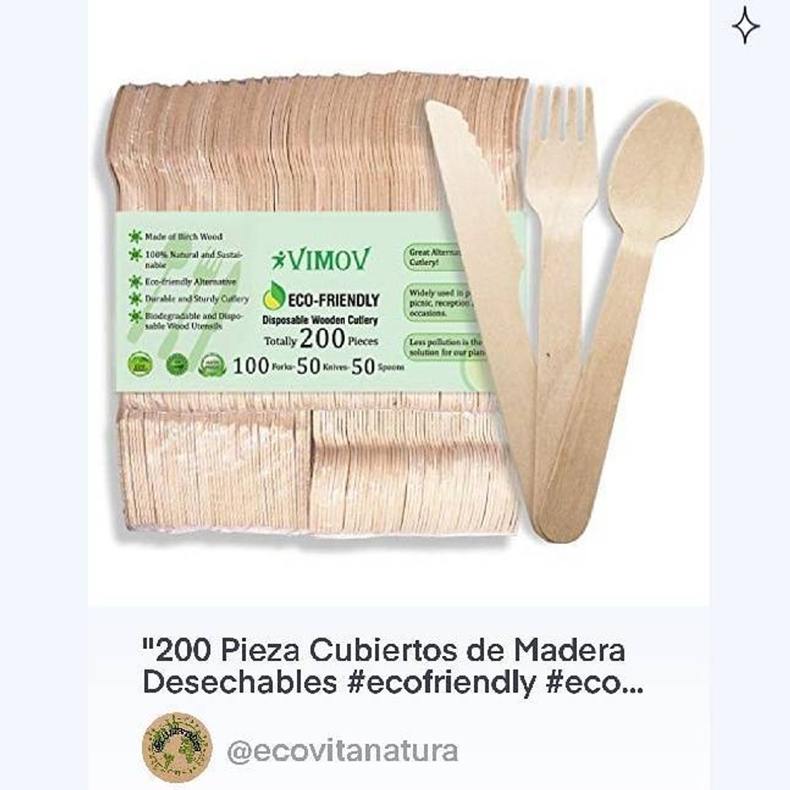 Product 200 Pieza Cubiertos de Madera Desechables #ecofriendly 