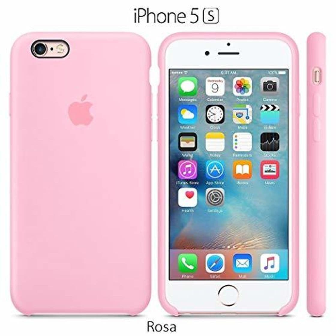 Electrónica Funda Silicona para iPhone 5, 5s, SE Silicone Case, Logo Manzana, Textura