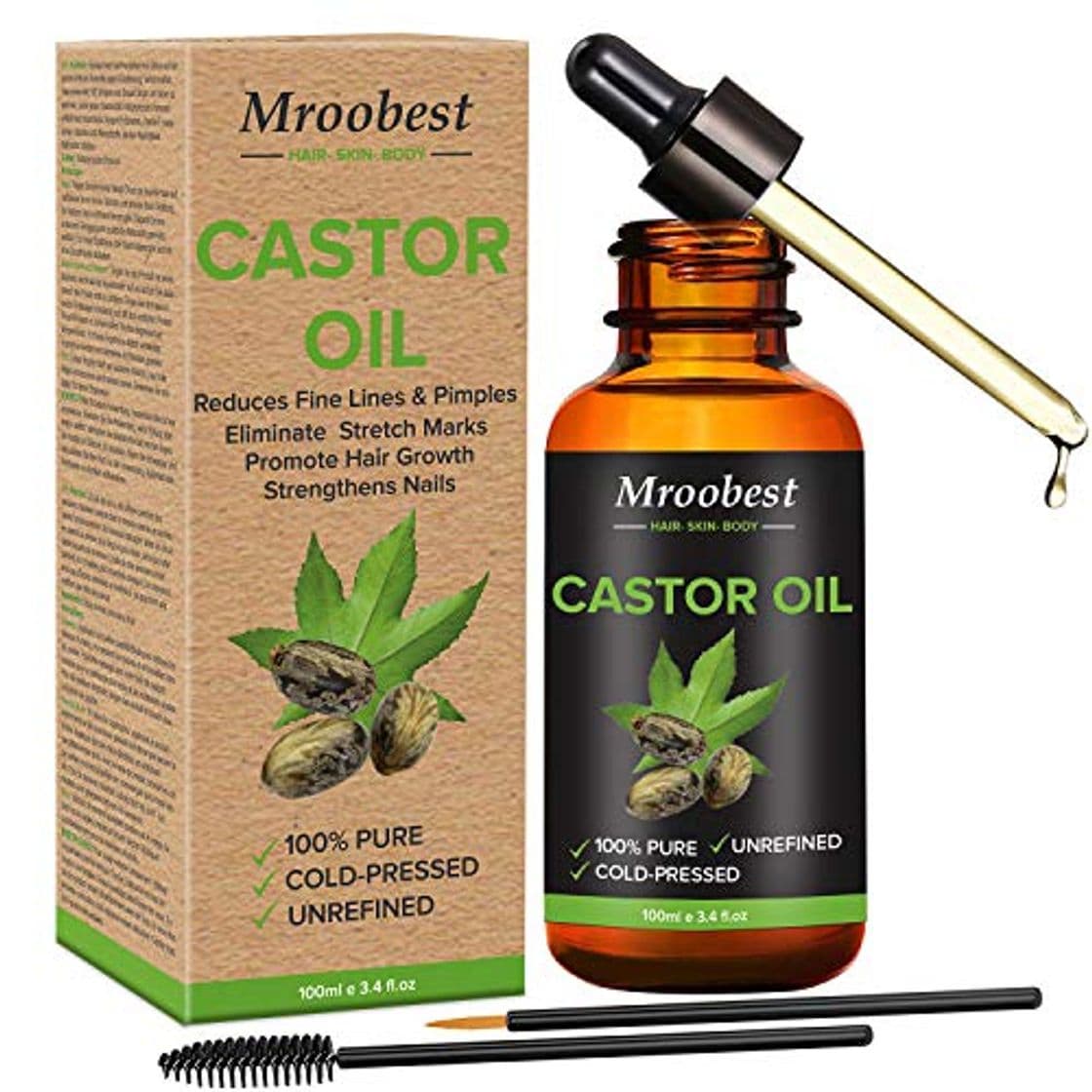 Belleza Castor Oil,Cold Pressed Castor Oil,100% Pure Castor Oil for Eyelashes, Eyebrows, Hair