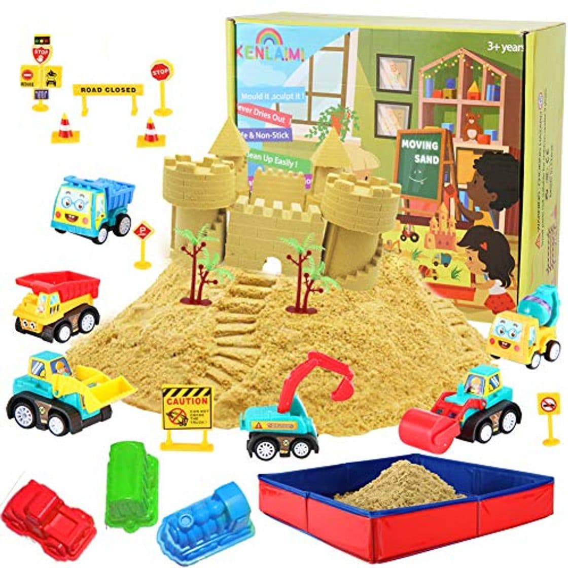 Product CROSOFMI Arena Magica Niños Playa Juegos Coche de Juguete Caja de Arena Plegable Adecuado para Niños Mayores de 3 Años