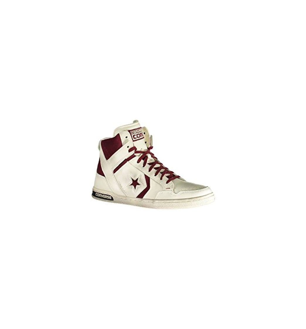 Fashion Converse Weapon Hi Leather/Suede Unisex Adulto, Sneaker Off White Maroon