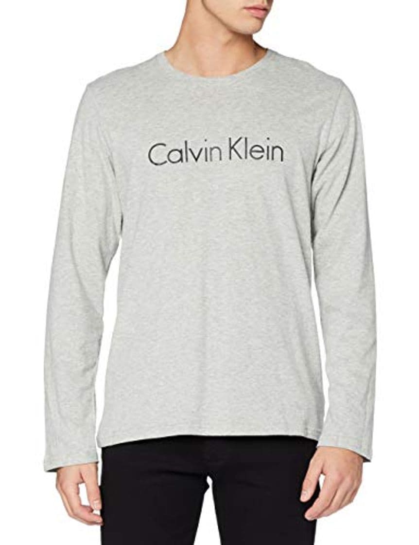 Lugar Calvin Klein L/s Crew Neck Camiseta, Gris