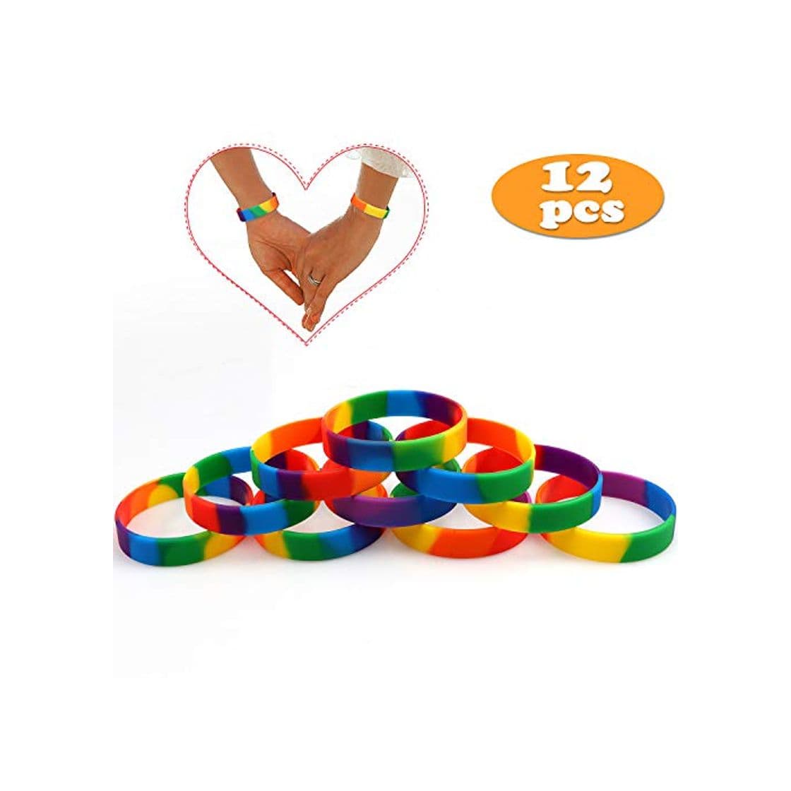 Product VAMEI Pulseras Rainbow de Orgullo Gay 6 Colores Pulseras de Caucho de