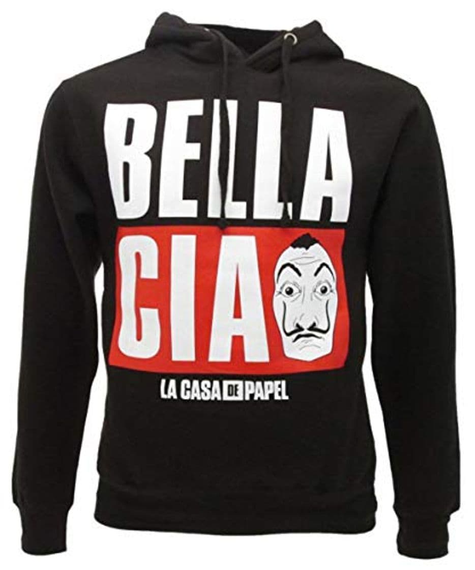 Product Casa de Papel - Sudadera con Capucha Negra Impresión Frontal Bella Ciao