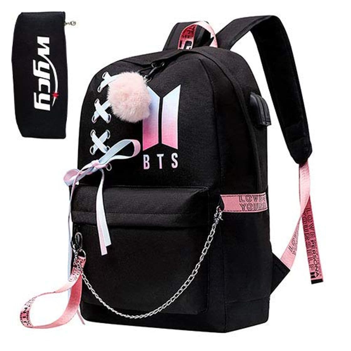 Moda Mochila Escolar USAMYNA Teens para Mujeres College Girls BTS Bookbag Carga USB