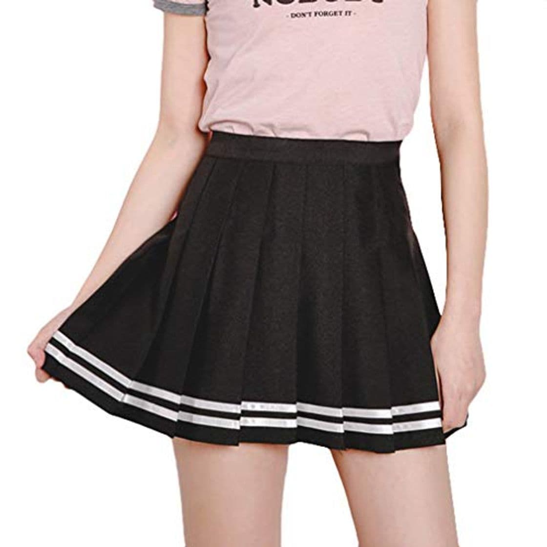 Fashion hibote Mujeres Falda A Cuadros Estilo Lolita Harajuku Kawaii Faldas A Rayas Dulces Mini Uniformes Escolares Lindos Falda Negro L