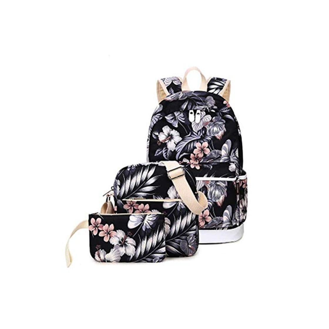 Fashion Mackur Mochila Escolar de Lona con Estampado Floral