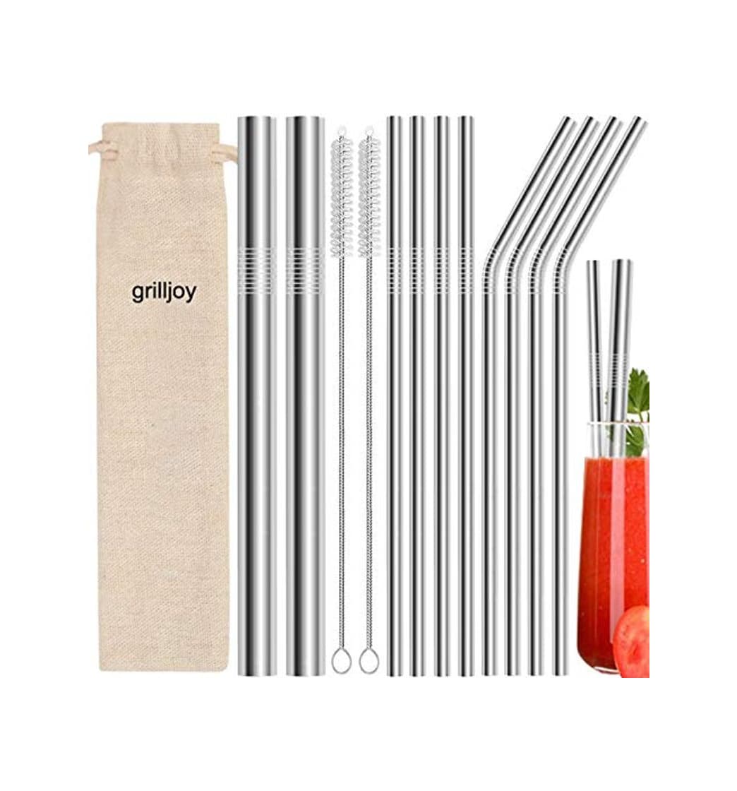 Belleza grilljoy 13pcs pajitas reutilizables de metal para beber