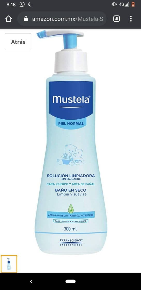 Producto Loción limpiadora Mustela sin enjuague