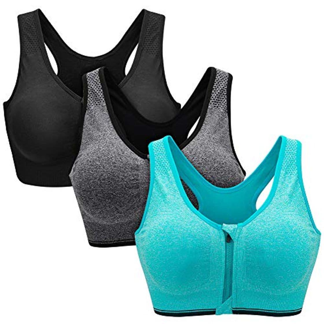 Producto ZOEREA Sujetador Cierre Delantero Deportivo para Mujer Gimnasio Ropa con Almohadillas Extraíbles para Correr Sin Costuras Yoga Fitness 3 Piezas