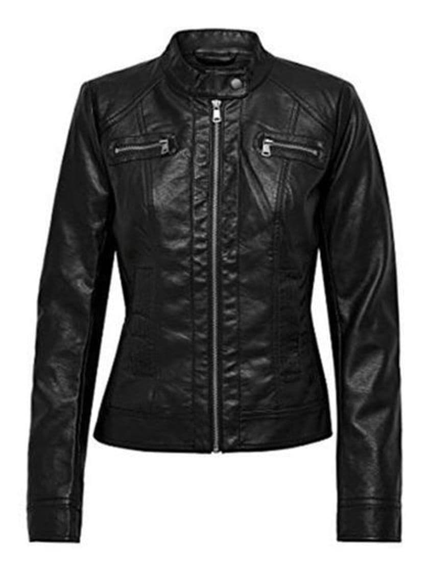 Fashion Only Bandit PU Biker Chaqueta, Negro