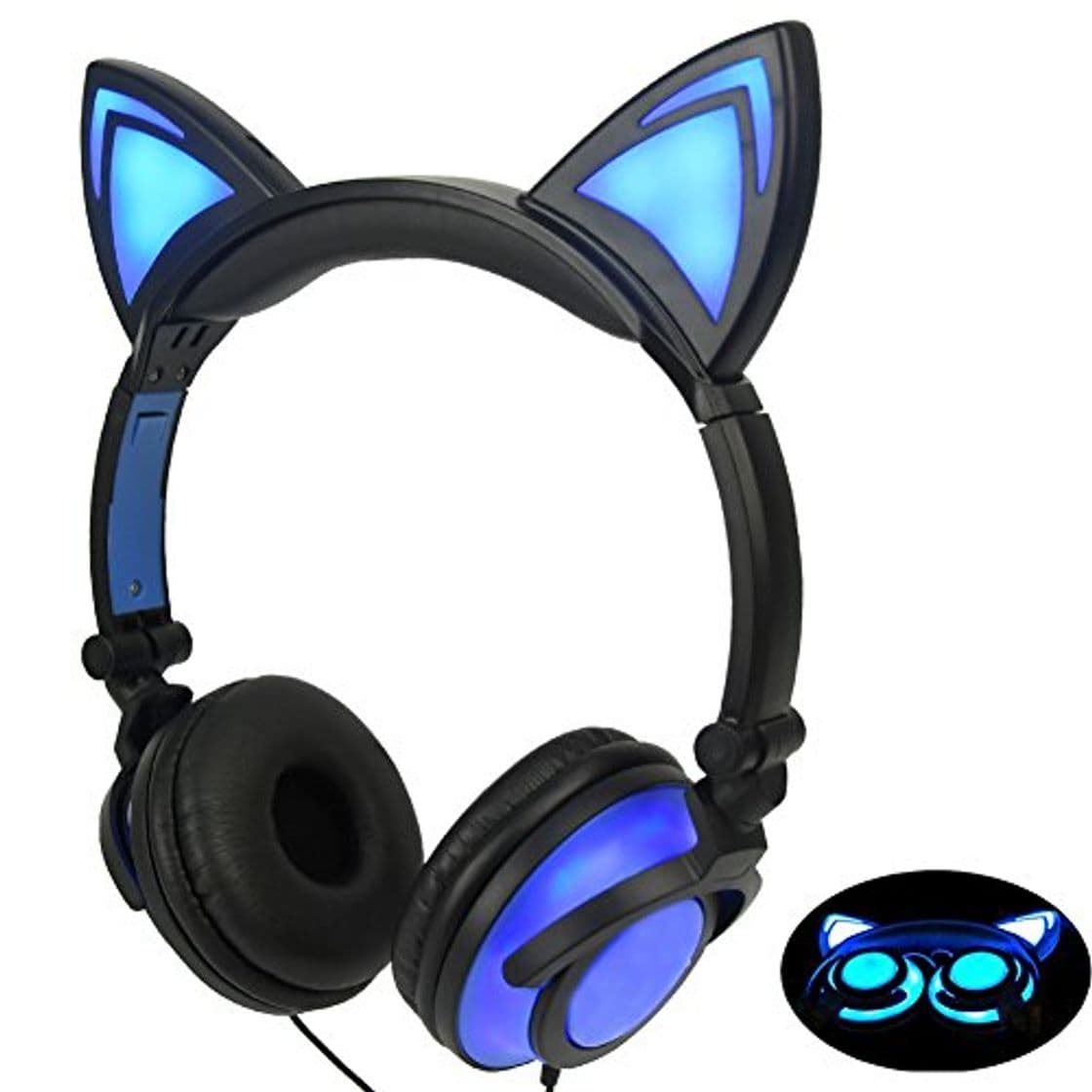 Product Limson Auriculares para Niños con Orejas de Gato, Auriculares Recargables Plegables con