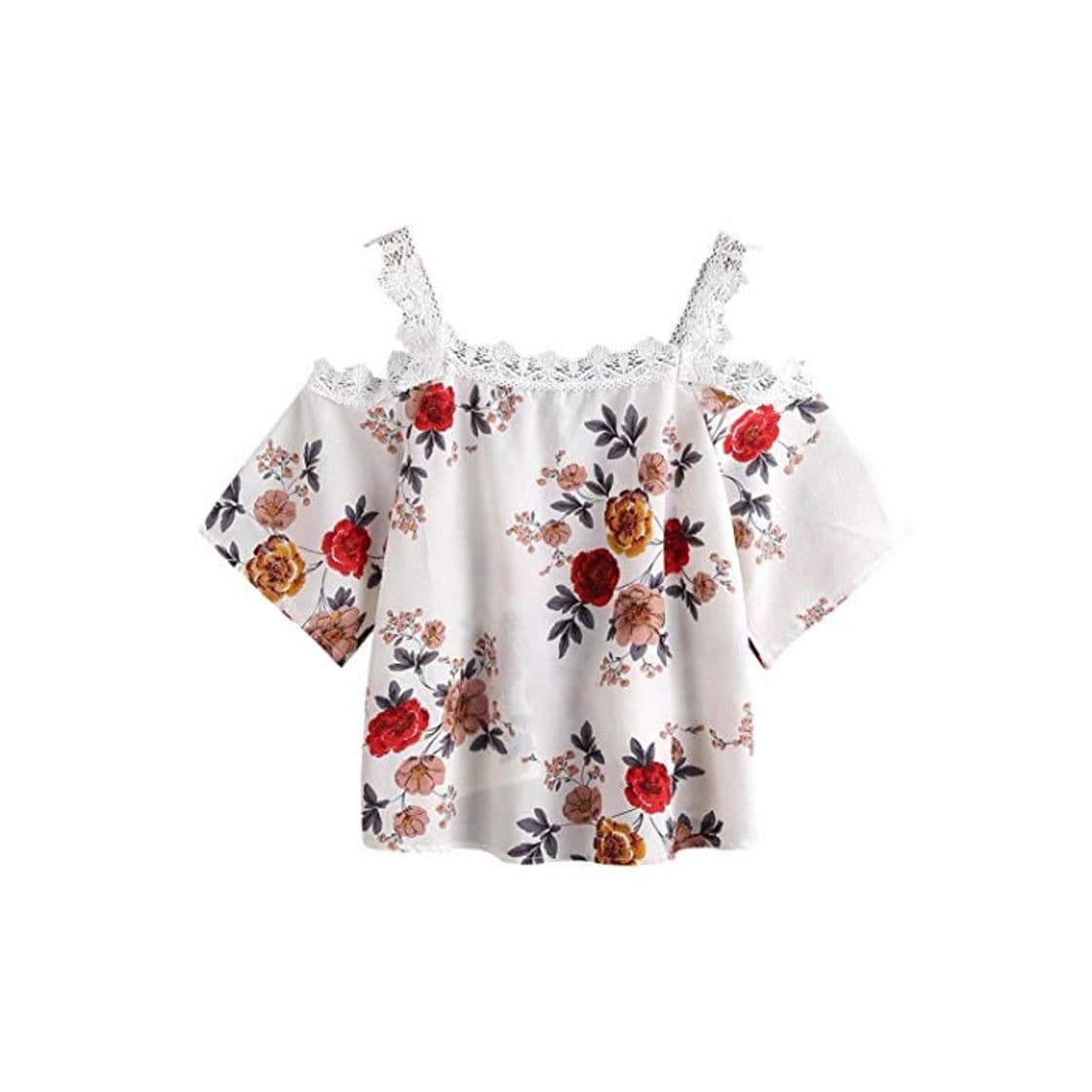 Product Tops Mujer Elegante Chiffon Estilo Simple Vintage Blusas Floreadas Verano Manga Corta