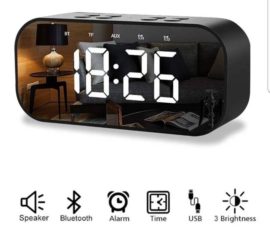 Product Reloj Despertador Digital Bocina Bluetooth Negro