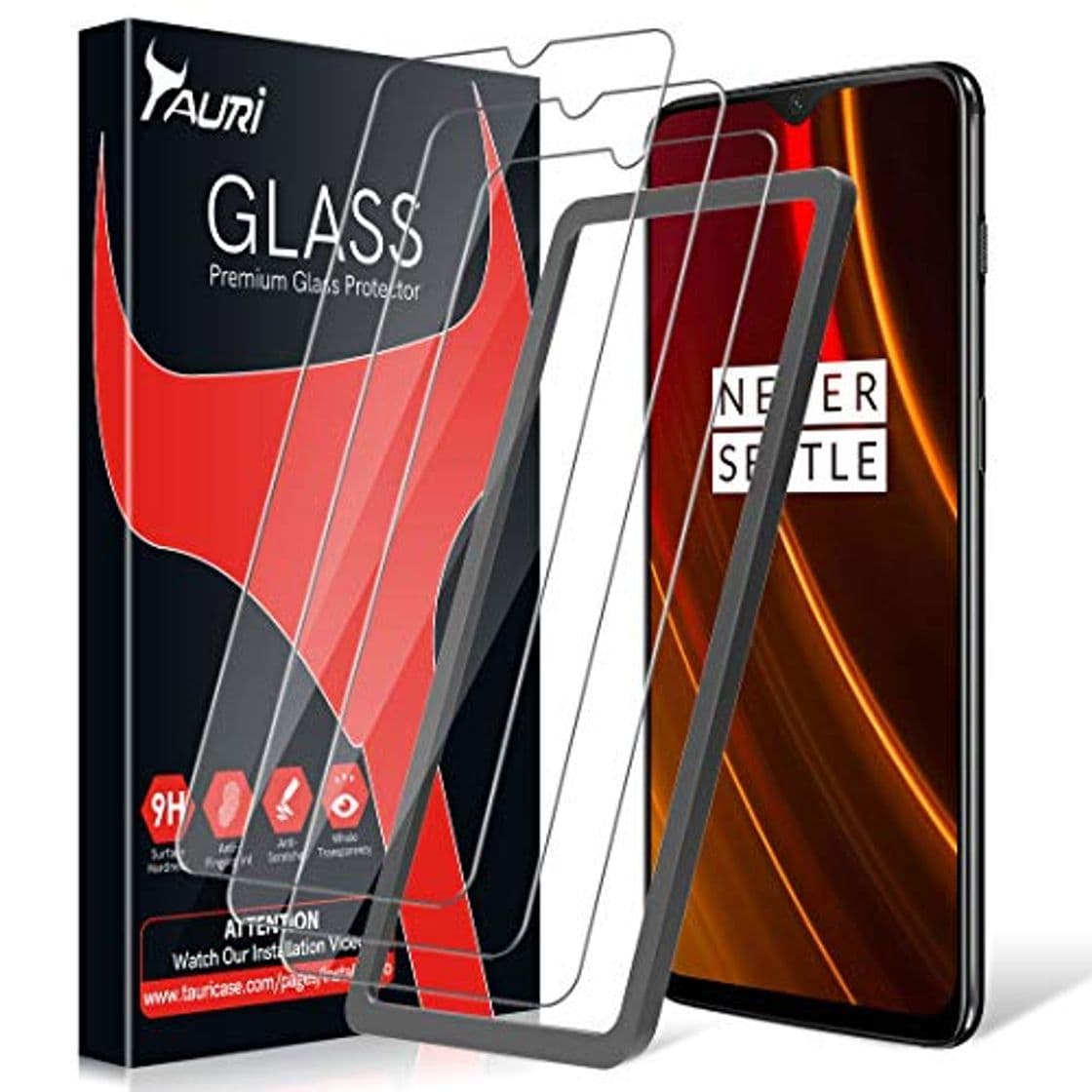 Product TAURI Protector de Pantalla para OnePlus 6T [3 Piezas] [Kit Fácil de