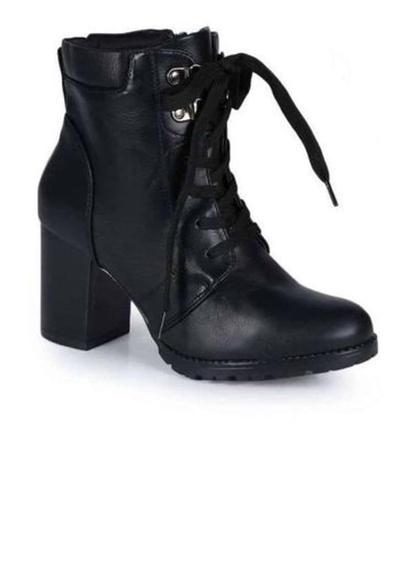 Moda Bota Coturno Feminina Mooncity Cadarço Preto - Passarela