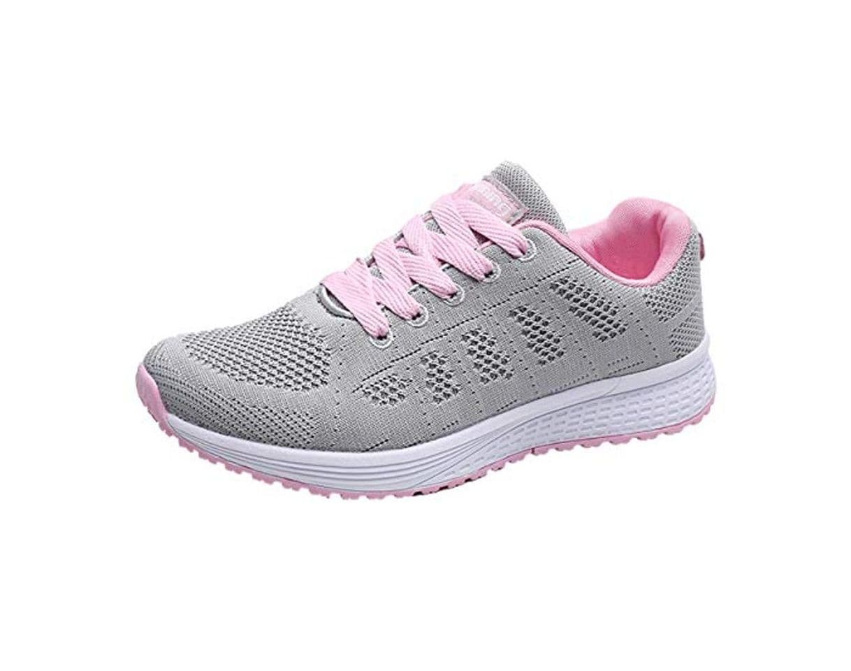 Fashion Decai Mujeres Zapatillas de Deportivos de Running para Mujer Gimnasia Ligero Sneakers Malla Transpirable con Cordones Zapatillas Deportivas para Correr Fitness Atlético Caminar Zapatos Rosa 38 EU