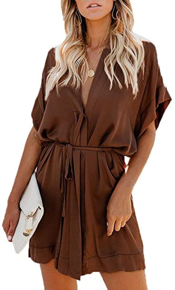 Product Ajpguot Verano Mujer Impresión Mini Vestidos de Playa Elegante Corto Dress de