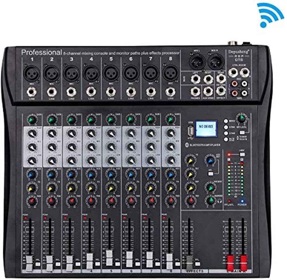 Product Depusheng DT8 Consola profesional de mezcla de sonido para DJ de 8 canales con Bluetooth y 48V Phantom Power USB Jack