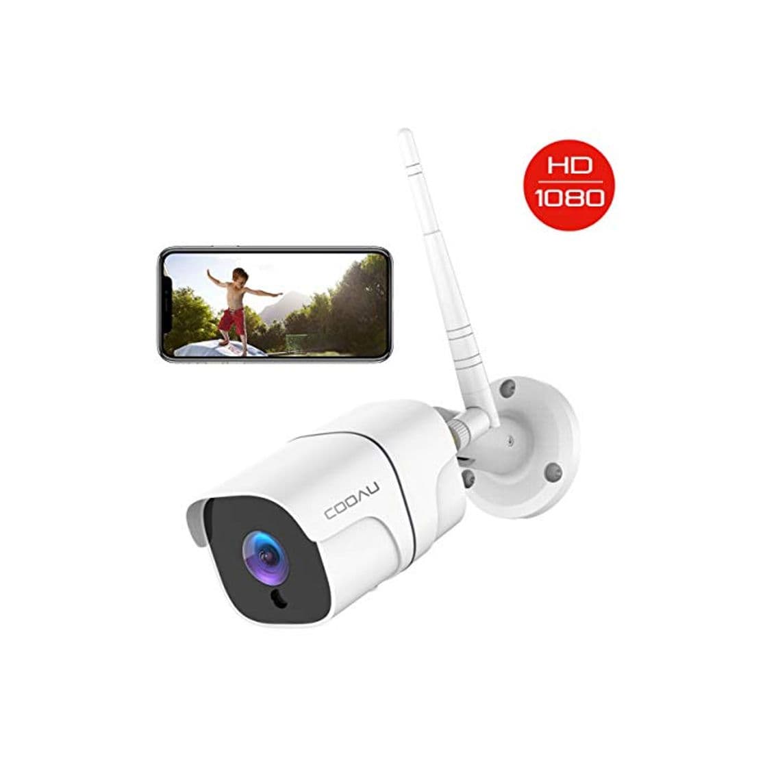 Product Cámara de Vigilancia Exterior, COOAU Cámara de Seguridad Wi-Fi 1080P, Versión Nocturna