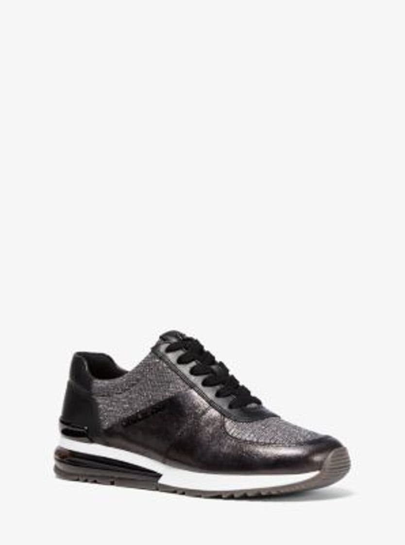 Fashion Allie Extreme Leather and Glitter Chain-Mesh Trainer | Michael Kors