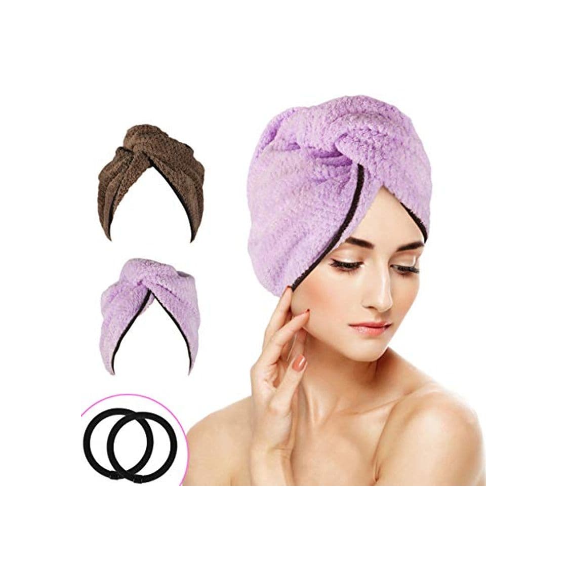 Product WOSTOO Toallas para Secar el Pelo 2pcs, Cabello Turbante de Secado rápido