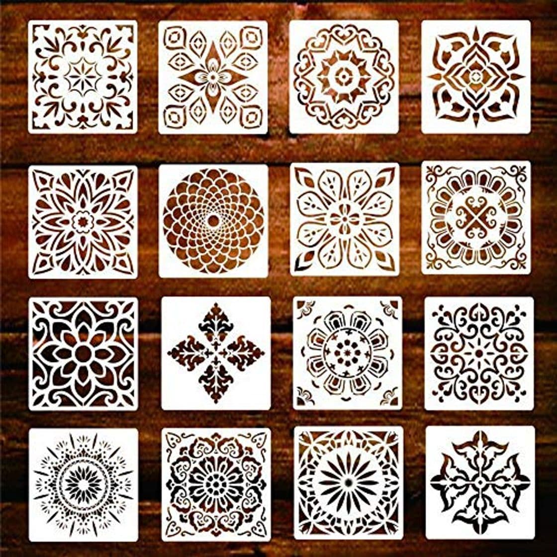 Product Mandalas Plantillas, 16 Piezas Reutilizable Plantillas Mandala para la pared/pintar paredes/Mobiliario decoración,pintar/dibujo