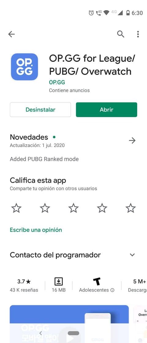 App  OP.GG estadísticas lol/pubg/overwatch 