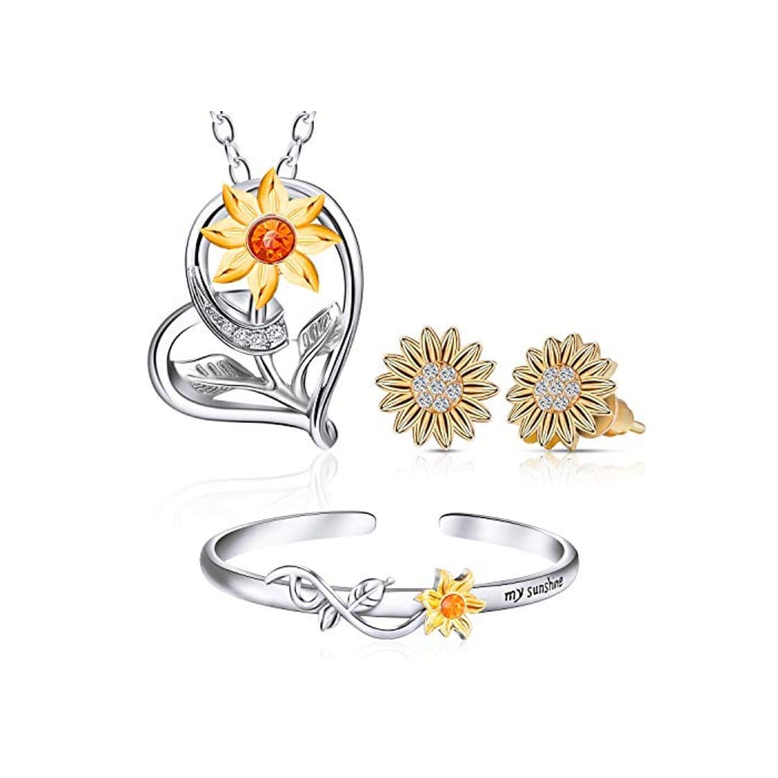 Moda Conjunto Joya de Girasol de You Are My Sunshin Collar Pulsera Pendientes de Girasol