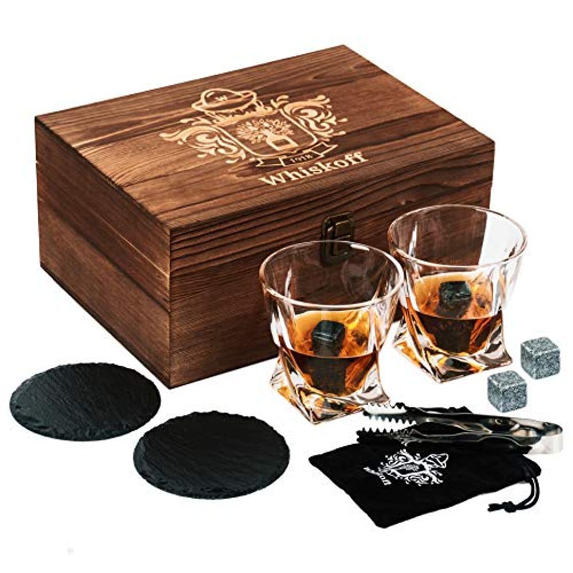 Belleza Juego de 2 vasos de whisky Twist. Set de regalo de piedras