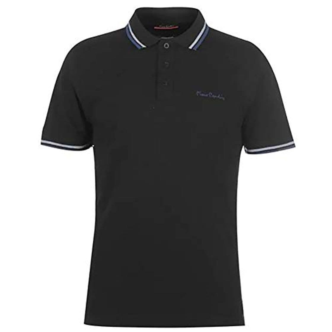 Moda Pierre Cardin Hombre 100% algodón Polo Pique Cuello a Rayas con Bordado